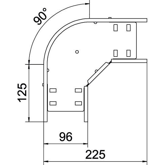 OBO Bettermann - Bogen für Kabelrinne Bogen 90 Grad RB 90 110 FT 110x100 tauchfeuerv