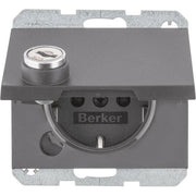 Berker - Steckdose SCHUKO-Steckdose anth/mt 41637006 Schraub-Liftklemmen