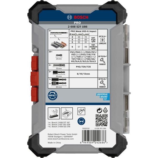 Bosch - Werkzeugset PRO Impact Schrauberbits 2608521U86VE(40) und Metallbohrer Set − 3 Packung