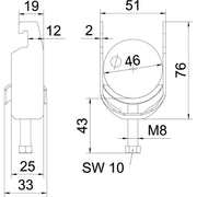 OBO Bettermann - Bügelschelle BS-U1-M-46 FT 40-46mm − 100 Stück