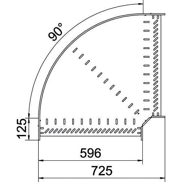 OBO Bettermann - Bogen für Kabelrinne Bogen 90 Grad RB 90 660 A2 60x600, rostfrei