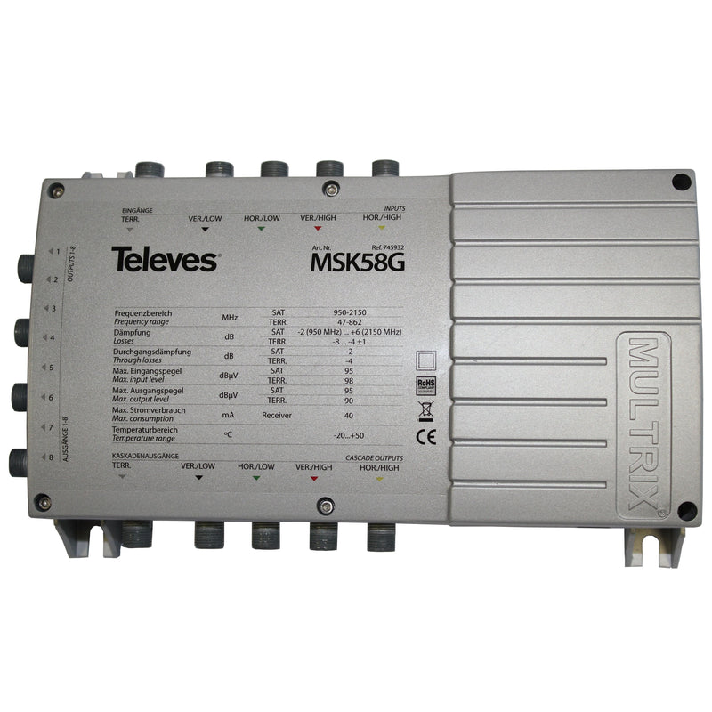Televes - Multischalter Multischaltererweiterung MSK58G 8 Teilnehmer