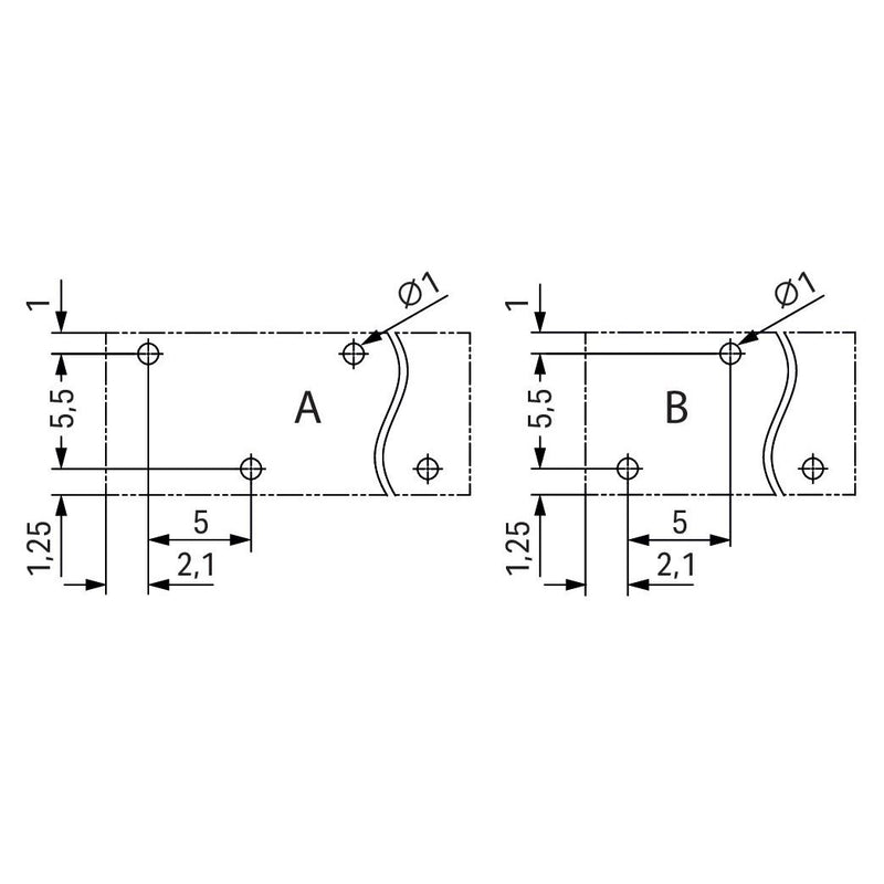 WAGO - Leiterplattenklemme THR-Leiterplattenklemme 2086-3128 Drücker,1,5mm²,sw − 84 Stück