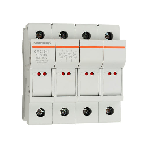 Mersen - Halter für zylindrische Sicherung Sicherungshalter CMC104I 10x38 AC690V 32A 4-p − 3 Stück