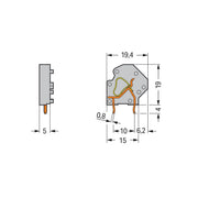 WAGO - Leiterplattenklemme Anreihbare Leiterplattenk. 745-3804 4mm² − 50 Stück