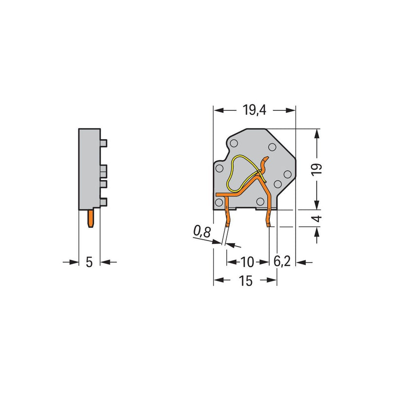 WAGO - Leiterplattenklemme Anreihbare Leiterplattenk. 745-3804 4mm² − 50 Stück