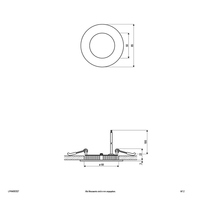 EVN Lichttechnik - Decken-/Wandleuchte LED Einbaupanel LPRW083527 2700K 300lm 350mA
