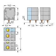 WAGO - Leiterplattenklemme 739-208 2,5mm² − 20 Stück