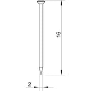 OBO Bettermann - Nagel Stahlnadel gehärtet 362 16 BK 2x16mm Stahl blank − 100 Stück