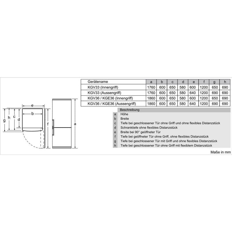 Bosch - Kühl-/Gefrierkombination Kühl/Gefrierkombi KGE36ALCA Serie6