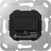 Gira - USB-Spannungsversorgung 236300 Typ C Einsatz sw