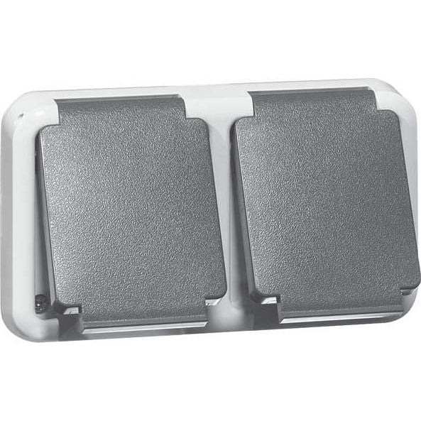 Peha - Schalter-/Steckdosenkombination Steckdose SCHUKO 2fach D 6632 WAB O.D. grau