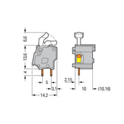 WAGO - Leiterplattenklemme Anreihbare Leiterplattenk. 257-864 Drücker,2,5mm²,bl − 100 Stück