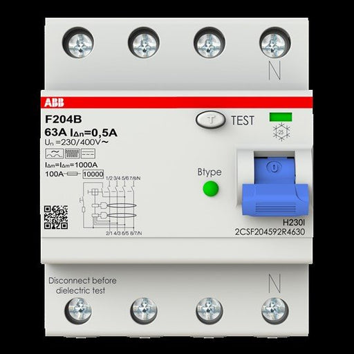 ABB Stotz S&J - Fehlerstrom-Schutzschalter FI-Schutzschalter F204 B-63/0,5 Typ B 4P,63A,500mA