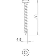 OBO Bettermann - Holz-/Spanplattenschraube Golden-Sprintschraube 4758T 4.5x30 − 200 Stück