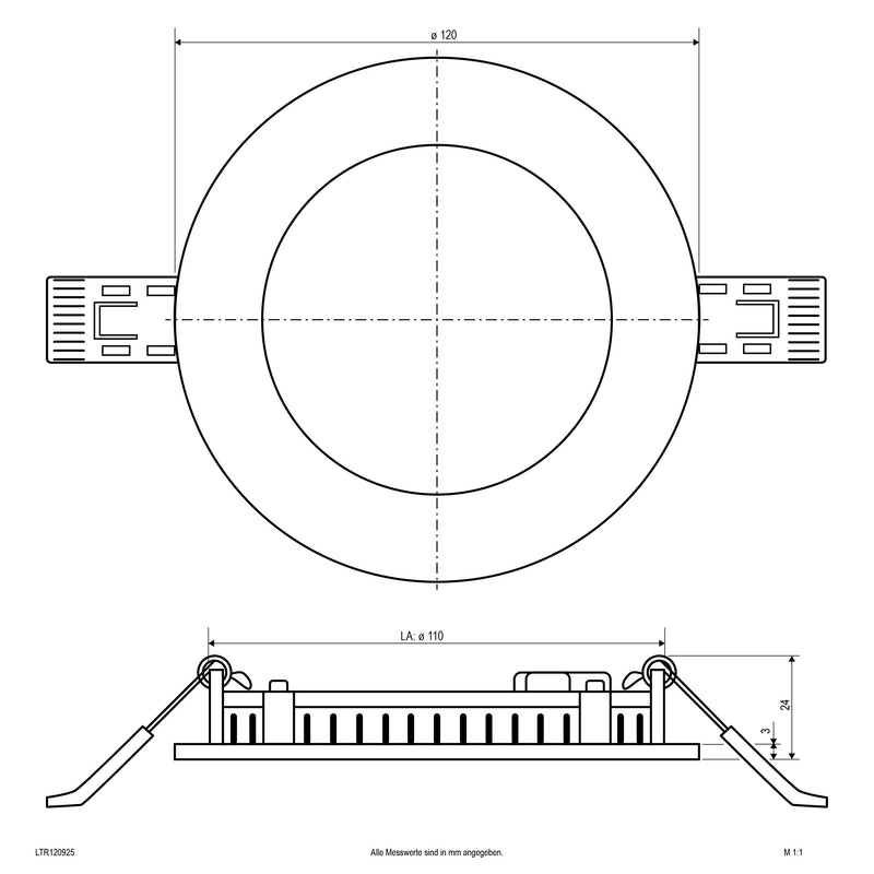 EVN Lichttechnik - Decken-/Wandleuchte LED-Einbaupanel LTR120925