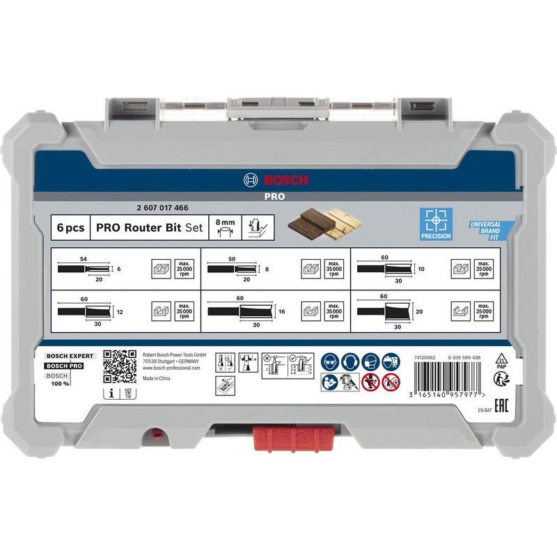 Bosch - Werkzeugset PRO Nutfräser-Set, Schaft 2607017466 8 mm, 6-tlg