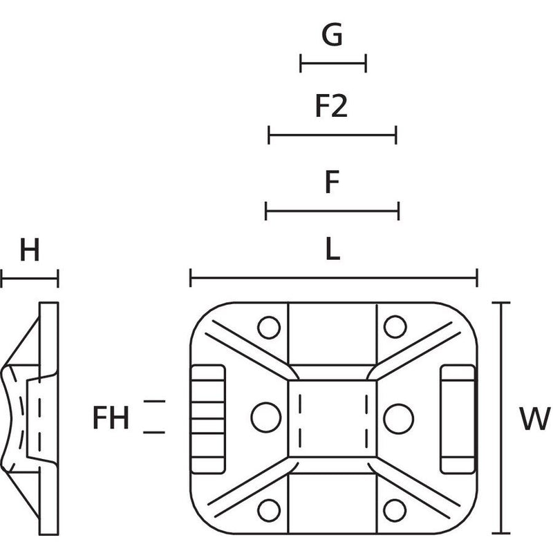 HellermannTyton - Befestigungssockel und -element für Kabelbinder Befestigungssockel 32x25 m TY8G1-PA66W-BK schwarz − 100 Stück