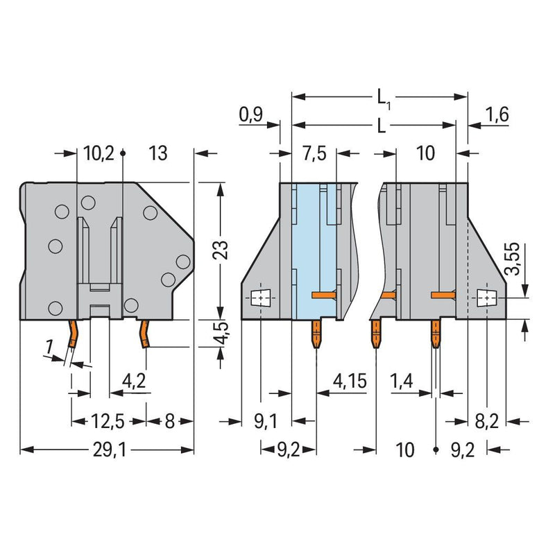 WAGO - Leiterplattenklemme 745-1353 6mm² − 72 Stück