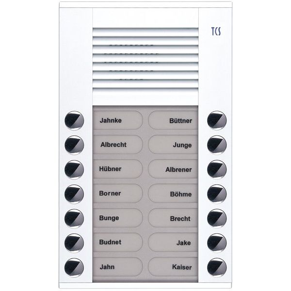 TCS Tür Control - Türstation für Türkommunikation Audioaußenstation 2-reihig PES14-WS/04 14 Tasten AP weiß