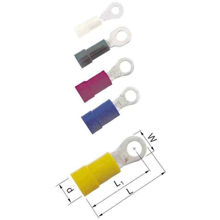 Elpress - Quetschkabelschuh für Cu-Leiter Ringkabelschuh gelb A4610R 4-6qmm M10 − 100 Stück