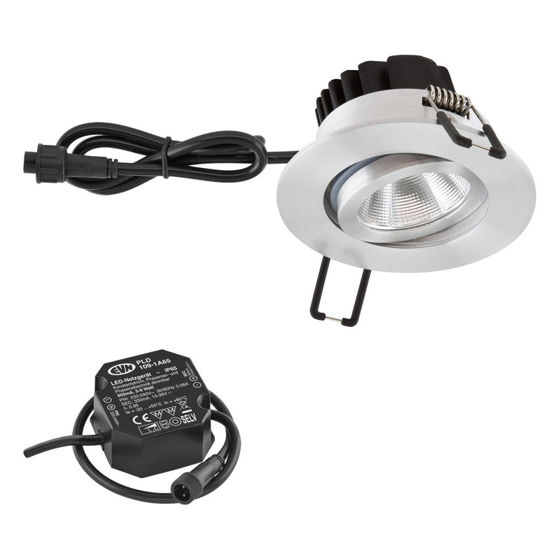 EVN Lichttechnik - Downlight/Strahler/Flutlicht P-LED Einbauleuchte PC650N91402 230V 3000K alu/pol