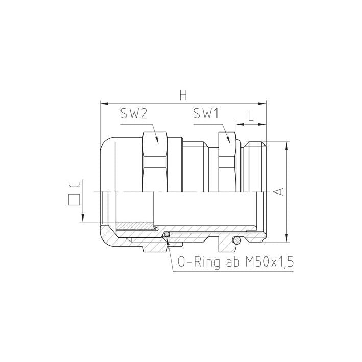 Jacob - Kabelverschraubung PERFECT Kabelverschraubung 50.625 MFK1 MS M 25X1,5 − 50 Stück