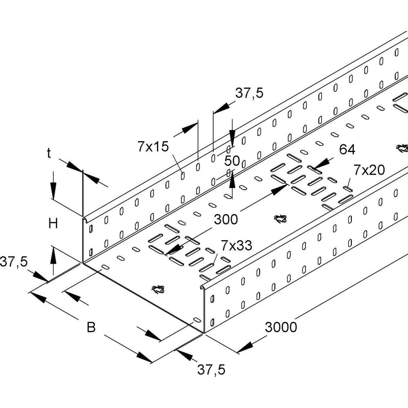 Niedax - Kabelrinne schwer RSSKP 100.200 S OV 3m, m.Kombilochung − 3 Meter