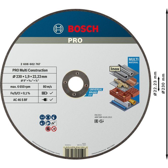 Bosch - Trenn-/Schleifscheibe PRO Multi Material 2608602767 Trennscheibe 230 x