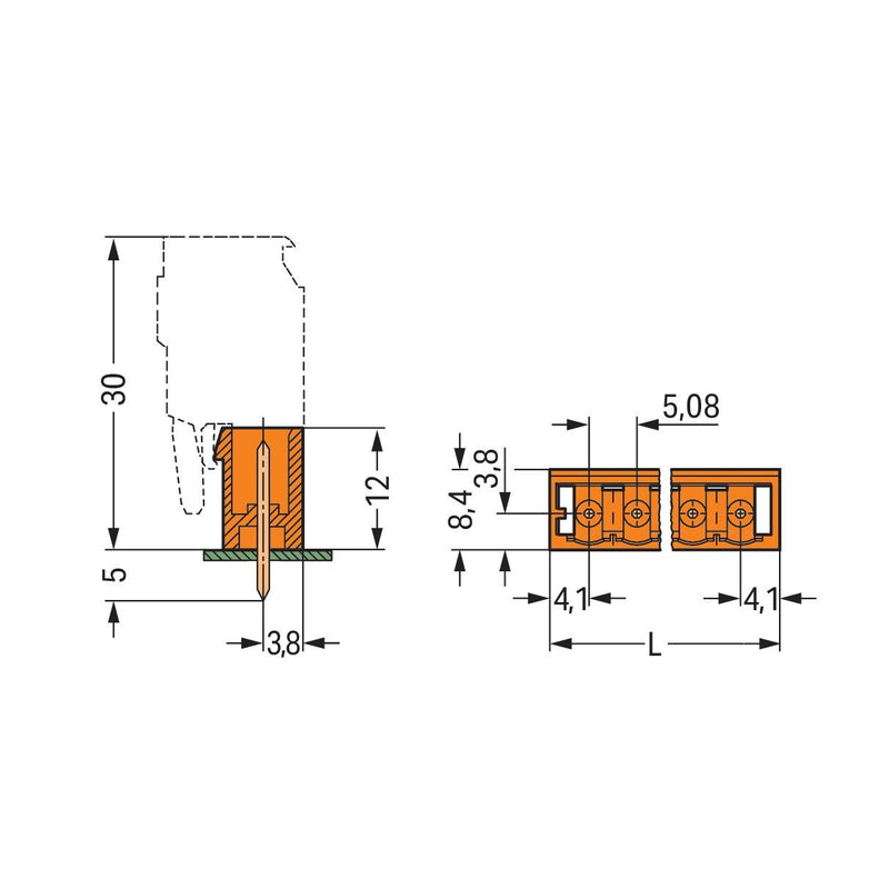 WAGO - Leiterplattensteckverbinder Stiftleiste 231-372/001-000 5,08mm − 100 Stück