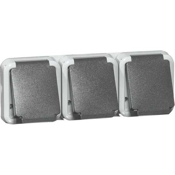 Peha - Schalter-/Steckdosenkombination Steckdose SCHUKO 3fach D 6633 WAB O.D. grau
