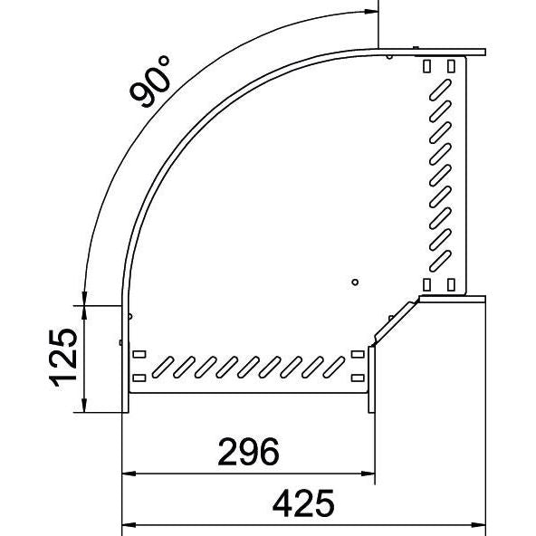OBO Bettermann - Bogen für Kabelrinne Bogen 90 Grad RB 90 630 A2 60x300, rostfrei
