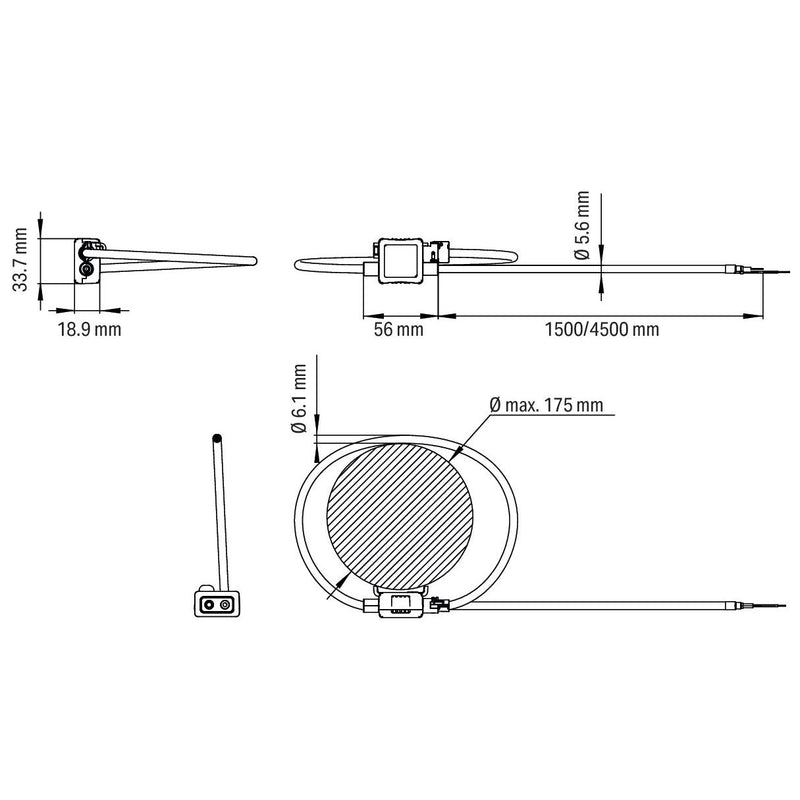 WAGO - Stromwandler Rogowski-Spule 855-9450/2000-1751 D=175mm, Ltg=4,5m − 1 Stück