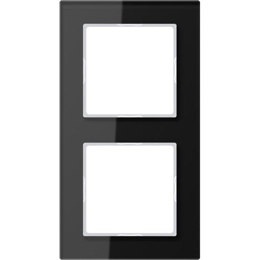 Jung - Abdeckrahmen Glasrahmen 2-fach sw AC 582 GL SW waage/senkrecht