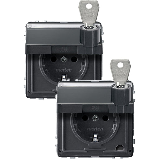 Merten - Steckdose SCHUKO-Steckdose anth MEG2318-7214 Klappd.Schriftfeld