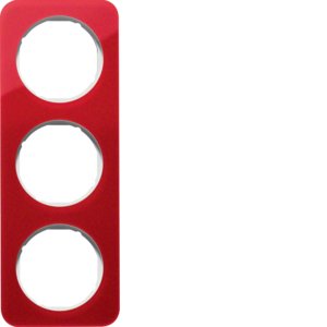 Berker - Abdeckrahmen Rahmen 3-fach 10132349 rot trans./polws glz