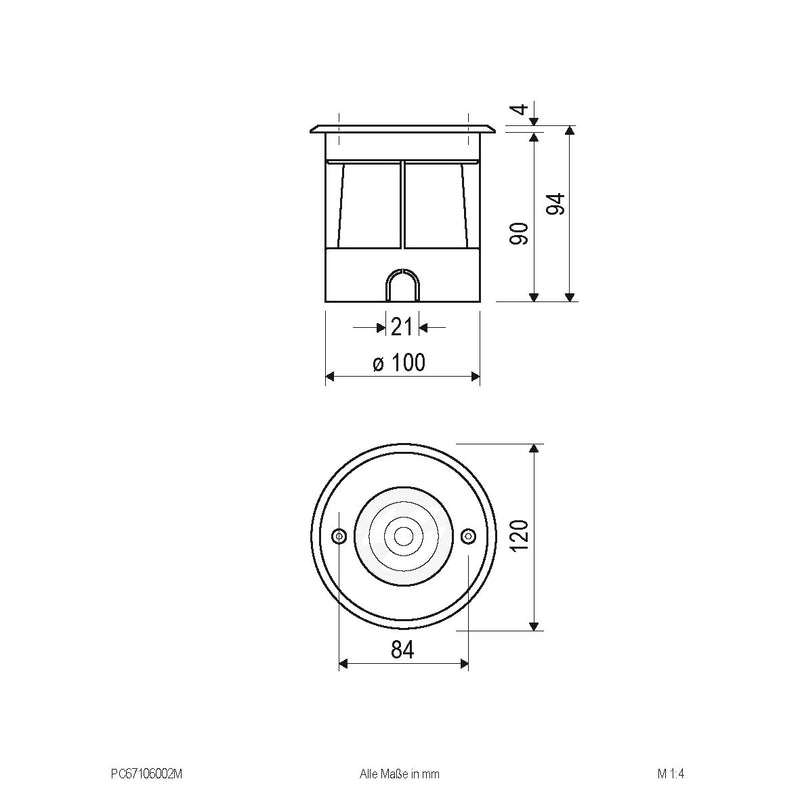 EVN Lichttechnik - Bodeneinbauleuchte LED-Bodenleuchte IP67 PC67106002M 3000K