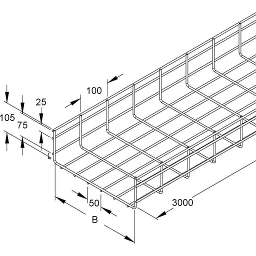 Niedax - Gitterrinne MT 105.100 E3 105x100x3000mm − 3 Meter