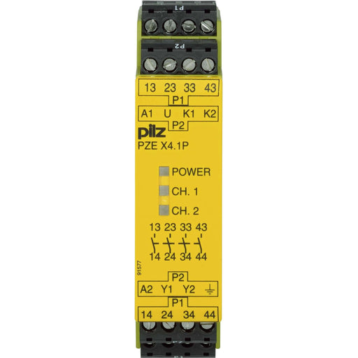 Pilz - Gerät zur Überwachung von sicherheitsgerichteten Stromkreisen Kontakterweiterungsblock PZE X4.1P #777588 24-240VAC/DC 4n/o