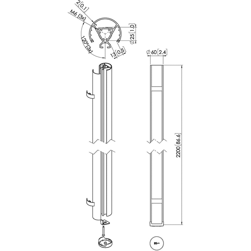 Vogels - Halterung für Audio-/Videosysteme Abhängungsprofil PUC2422 si Connect-it,L 220 cm