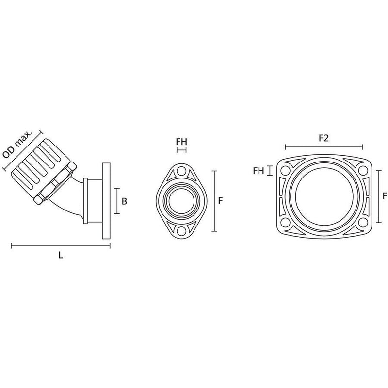 HellermannTyton - Kunststoff-Wellschlauch-Verschraubung Kunststoffverschraubung HG2145FLPA66BK(10) 45Grd. schwarz − 10 Stück