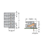 WAGO - Leiterplattensteckverbinder THT-Federleiste abgewink. 232-252 Rastermaß 5mm,grau − 10 Stück