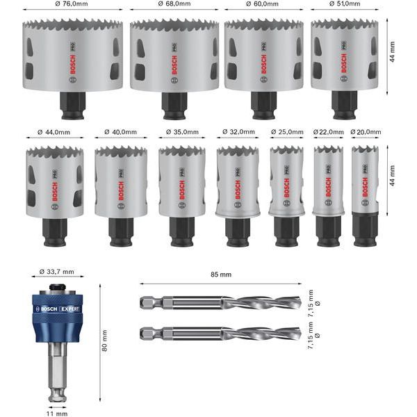 Bosch - Werkzeugset PRO Multi Material PC Plus 2608594426VE(14) Lochsägen-Set 20 68