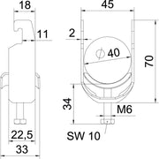 OBO Bettermann - Bügelschelle BS-U1-M-40 A4 34-40mm − 25 Stück
