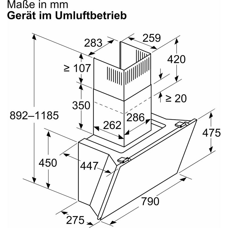 Constructa-Neff - Dunstabzugshaube Schrägesse D88IAN2S0 3 Stufen + 1 Intens