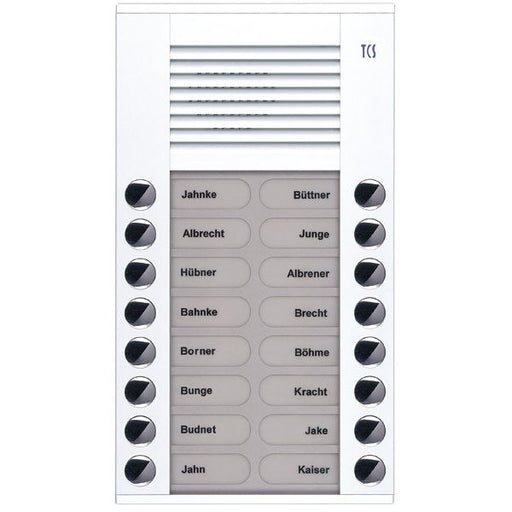 TCS Tür Control - Türstation für Türkommunikation Audioaußenstation 2-reihig PES16-WS/04 16 Tasten AP weiß