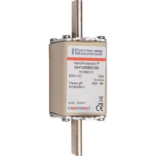 Mersen - Messersicherung Sicherungseinsatz NH1GR80V50 50A Gr.1 AC800V sfü − 3 Stück