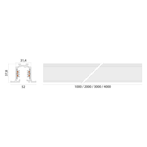 Performance in Light - Stromschiene 3-Phasen-Stromschiene 310904 Einbau 4000mm