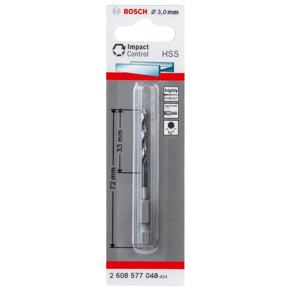 Bosch - Bohrer HSS Spiralbohrer mit 2608577048 Sechskantschaft 3,0