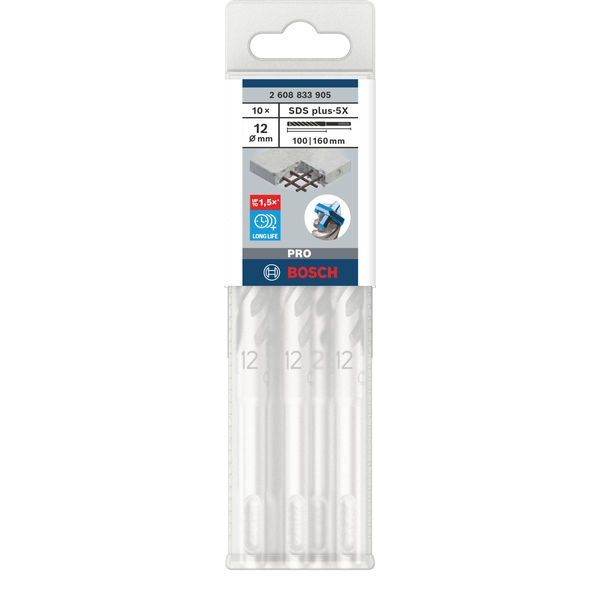 Bosch - Bohrer PRO SDS plus-5X 2608833905VE(10) Hammerbohrer 12 x